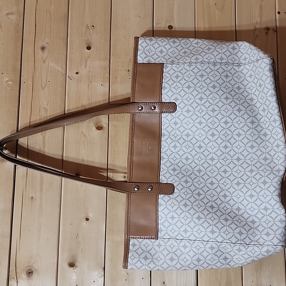 Fossil Leather Bag Purse Tan And White